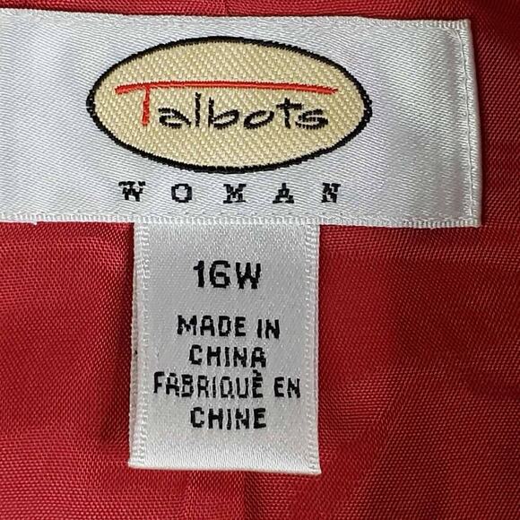 Talbots Blazer Jacket Silk Women’s Plus Size 16 W Red Crop Lined - Picture 6 of 10